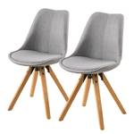 Gestoffeerde stoel ALEDAS geweven stof/massief rubberboomhout - Geweven stof Cors: Granietkleurig - Bruin - 2-delige set