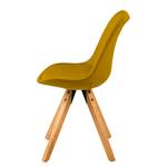 Chaise capitonnée ALEDAS Tissu / Caoutchouc massif - Tissu Cors: Jaune curry - Marron - Lot de 2