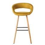 Chaises de bar Volda (lot de 2) Tissu / Chêne massif - Jaune curry