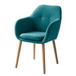 Chaise à accoudoirs Bolands Tissu / Chêne massif - Turquoise / Chêne