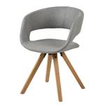 Sedia con braccioli Buggio Tessuto / Albero della gomma massello - Tessuto Cors: granito - 1 sedia