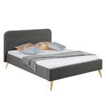 Letto imbottito Klink II Tessuto - Grigio scuro - 140 x 200cm