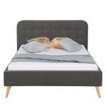 Letto imbottito Klink II Tessuto - Grigio scuro - 140 x 200cm