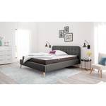 Letto imbottito Klink II Tessuto - Grigio scuro - 180 x 200cm