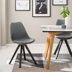 Sedia per sala da pranzo Aledas materiale sintetico / legno massello di fico di caucciù - Grigio - Set da 2