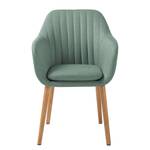 Chaises à accoudoirs TILANDA Tissu / Chêne massif - Tissu Cors: Gris menthe - 1 chaise