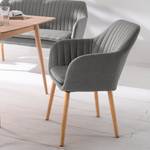 Chaises à accoudoirs TILANDA Tissu / Chêne massif - Tissu Cors: Granite - 1 chaise