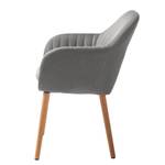 Chaises à accoudoirs TILANDA Tissu / Chêne massif - Tissu Cors: Granite - 1 chaise