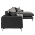 Ecksofa Mailín Webstoff Basalt - Longchair davorstehend rechts