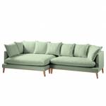 Ecksofa XL Lavina Webstoff Stoff Moretey: Mint - Ottomane davorstehend links