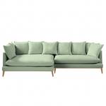 Ecksofa XL Lavina Webstoff Stoff Moretey: Mint - Ottomane davorstehend links