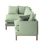 Ecksofa XL Lavina Webstoff Stoff Moretey: Mint - Ottomane davorstehend links