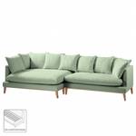 Ecksofa XL Lavina Webstoff Stoff Moretey: Mint - Ottomane davorstehend links