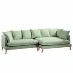 Ecksofa XL Lavina Webstoff Stoff Moretey: Mint - Ottomane davorstehend rechts