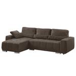 Ecksofa Galilea Microfaser - Longchair davorstehend rechts - Microfaser Bobil: Braungrau