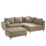 Ecksofa Capstone Microfaser - Microfaser Sole: Taupe - Ottomane davorstehend rechts - Mit Hocker