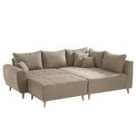 Ecksofa Capstone Microfaser - Microfaser Sole: Taupe - Ottomane davorstehend rechts - Mit Hocker