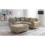 Ecksofa Capstone Microfaser - Microfaser Sole: Taupe - Ottomane davorstehend links - Mit Hocker