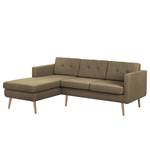 Ecksofa Croom Webstoff - Webstoff Polia: Havanna - Longchair davorstehend links - Ohne Hocker