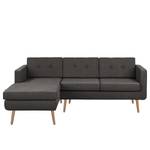 Ecksofa Croom Webstoff - Webstoff Polia: Dunkelgrau - Longchair davorstehend links - Ohne Hocker