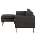 Ecksofa Croom Webstoff - Webstoff Polia: Dunkelgrau - Longchair davorstehend links - Ohne Hocker