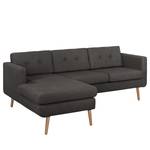 Ecksofa Croom Webstoff - Webstoff Polia: Dunkelgrau - Longchair davorstehend links - Ohne Hocker