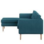 Ecksofa Croom Webstoff Polia: Jeansblau - Longchair davorstehend links - Ohne Hocker