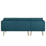 Ecksofa Croom Webstoff Polia: Jeansblau - Longchair davorstehend links - Ohne Hocker