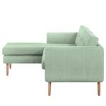 Ecksofa Croom Webstoff Polia: Mintgrau - Longchair davorstehend links - Ohne Hocker