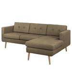 Ecksofa Croom Webstoff Polia: Havanna - Longchair davorstehend rechts - Ohne Hocker