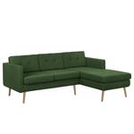 Ecksofa Croom Webstoff - Webstoff Polia: Antikgrün - Longchair davorstehend rechts - Ohne Hocker