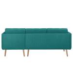 Ecksofa Croom Webstoff Polia: Petrol - Longchair davorstehend rechts - Ohne Hocker