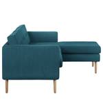 Ecksofa Croom Webstoff Polia: Jeansblau - Longchair davorstehend rechts - Ohne Hocker