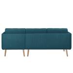 Ecksofa Croom Webstoff Polia: Jeansblau - Longchair davorstehend rechts - Ohne Hocker