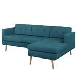 Ecksofa Croom Webstoff - Webstoff Polia: Jeansblau - Longchair davorstehend rechts - Ohne Hocker