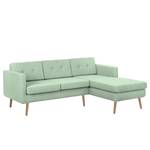 Ecksofa Croom Webstoff Polia: Mintgrau - Longchair davorstehend rechts - Ohne Hocker