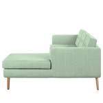 Ecksofa Croom Webstoff Polia: Mintgrau - Longchair davorstehend rechts - Ohne Hocker