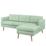 Ecksofa Croom Webstoff Polia: Mintgrau - Longchair davorstehend rechts - Ohne Hocker