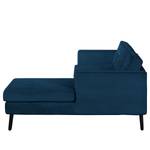 Canapé d’angle Croom Velours - Velours Krysia: Bleu foncé - Méridienne courte à droite (vue de face) - Sans repose-pieds