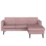 Hoekbank Croom fluweel - Velours Krysia: Mauve - Longchair vooraanzicht rechts - Zonder hocker