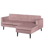 Hoekbank Croom fluweel - Velours Krysia: Mauve - Longchair vooraanzicht rechts - Zonder hocker