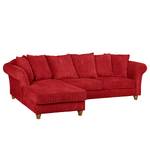 Hoekbank Colares ribfluweel - Rood - Longchair vooraanzicht links