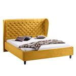 Gestoffeerd bed Monroe fluweel Mosterdgeel - 140 x 200cm
