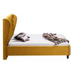 Gestoffeerd bed Monroe fluweel Mosterdgeel - 140 x 200cm