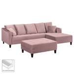 Ecksofa Elnora Samt - Mauve - Ottomane davorstehend rechts - Mit Hocker