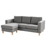 Ecksofa MAISON 2-Sitzer mit Longchair Webstoff - Webstoff Inas: Platin - Longchair davorstehend links