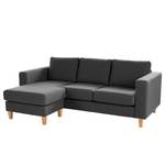 Ecksofa MAISON 2-Sitzer mit Longchair Webstoff - Webstoff Inas: Dunkelgrau - Longchair davorstehend links