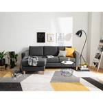 Ecksofa MAISON 2-Sitzer mit Longchair Webstoff - Webstoff Inas: Dunkelgrau - Longchair davorstehend links