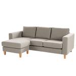 Ecksofa MAISON 2-Sitzer mit Longchair Webstoff - Webstoff Inas: Cappuccino - Longchair davorstehend links