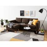 Ecksofa MAISON 2-Sitzer mit Longchair Webstoff - Webstoff Inas: Braun - Longchair davorstehend links